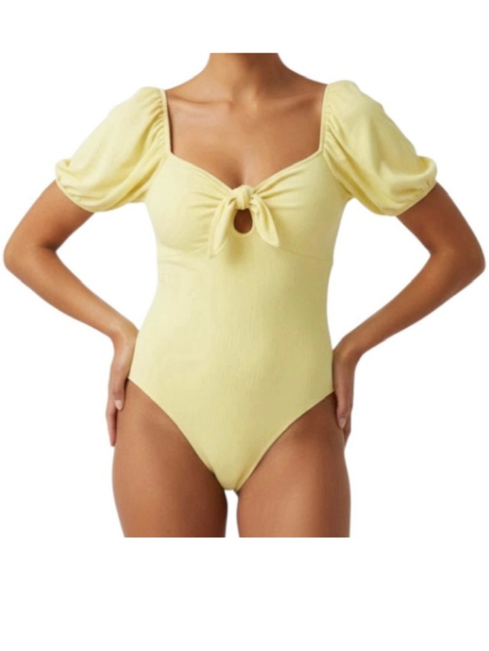 LC Lauren Conrad Yellow Puff Sleeve Bodysuit (NWT) (Size: XL)